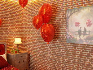 Valentines day Bedroom Model 3D