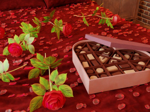 Valentines day Bedroom Model 3D