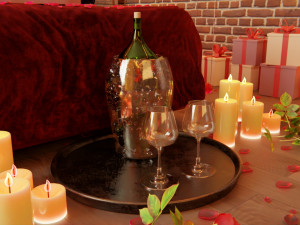 Valentines day Bedroom Model 3D