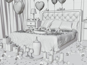 Valentines day Bedroom Model 3D