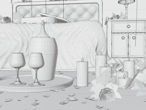 Valentines day Bedroom Model 3D