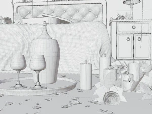 Valentines day Bedroom 3D Model