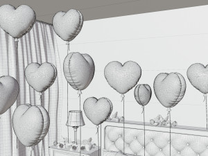 Valentines day Bedroom Model 3D