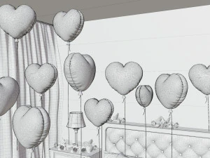 Valentines day Bedroom 3D Model