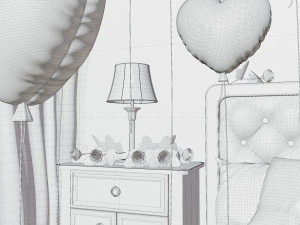 Valentines day Bedroom Model 3D