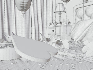 Valentines day Bedroom Model 3D