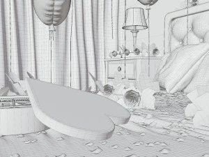 Valentines day Bedroom 3D Model