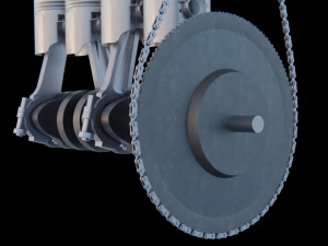 V4 Motor engine VAZ 2105 animated 3D Модель