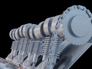V4 Motor engine VAZ 2105 animated 3D Модель