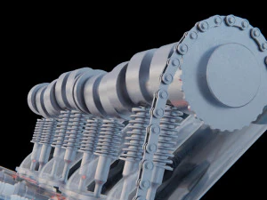 V4 Motor engine VAZ 2105 animated 3D Model
