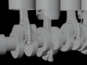 V4 Motor engine VAZ 2105 animated 3D Модель