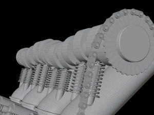 V4 Motor engine VAZ 2105 animated 3D Model