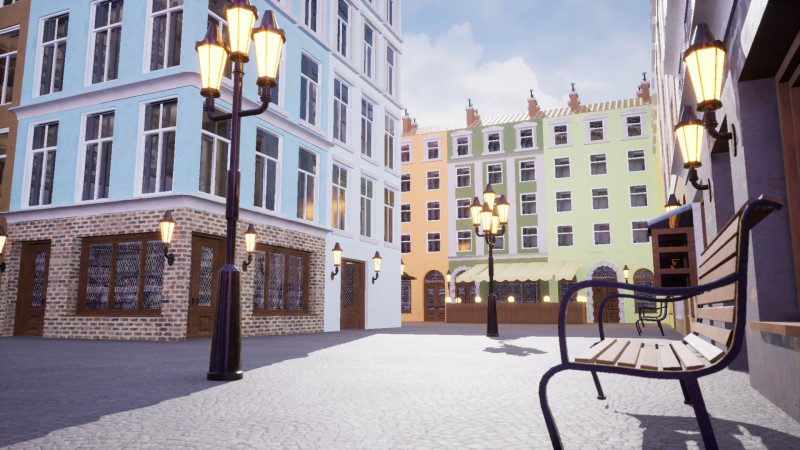 Modular European Quartal Building 3D 모델 .c4d .max .obj .3ds .fbx .stl .blend 