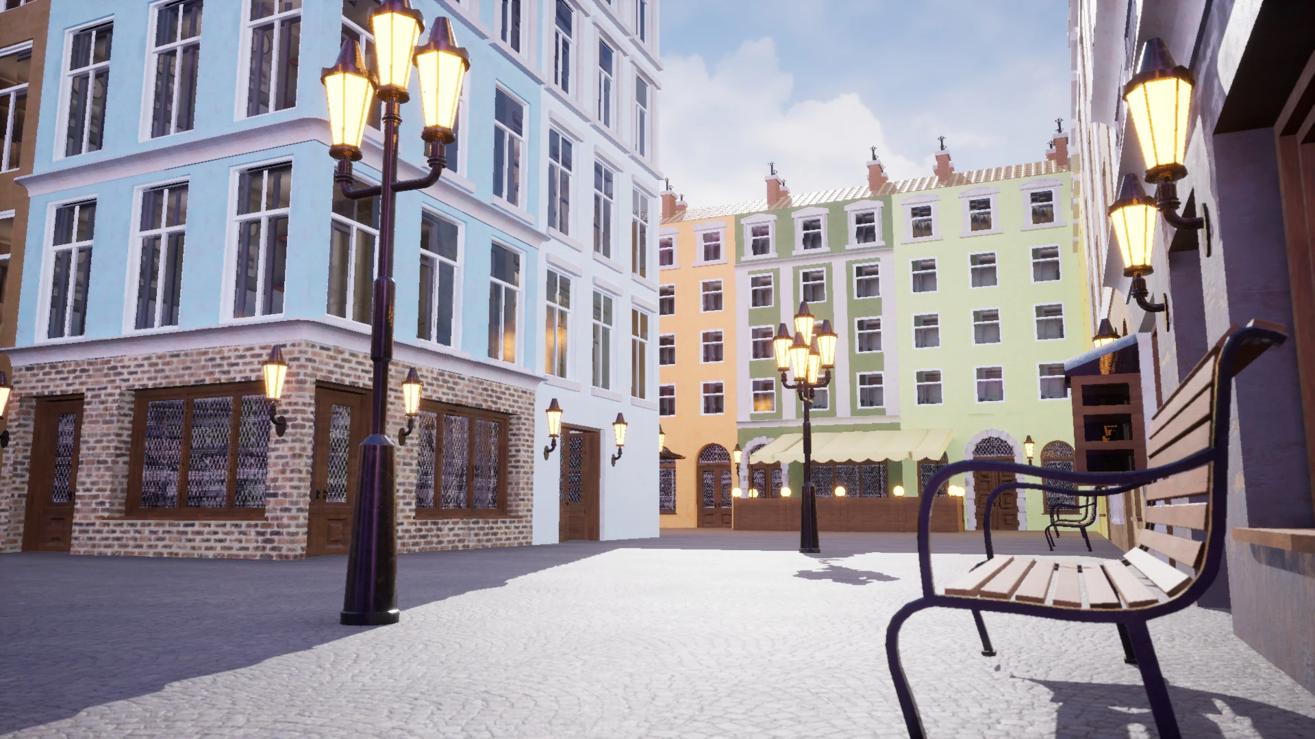 Modular European Quartal Building 3D Model .c4d .max .obj .3ds .fbx .stl .blend 