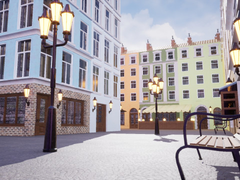 Modular European Quartal Building 3D Model