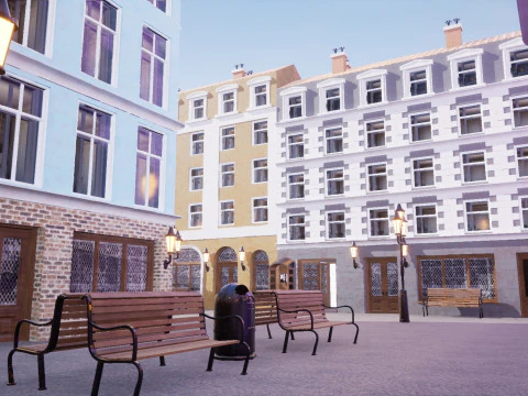 Modular European Quartal Building 3D Model