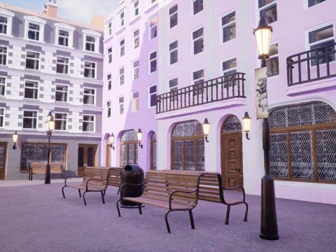 Modular European Quartal Building 3D Model