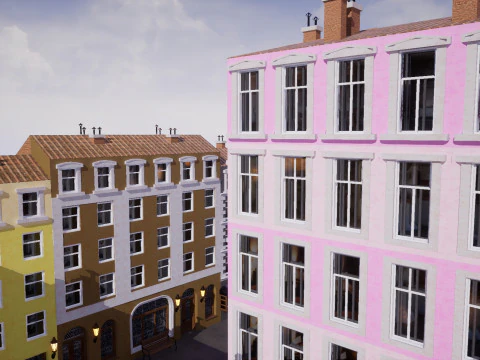 Modular European Quartal Building 3D Model