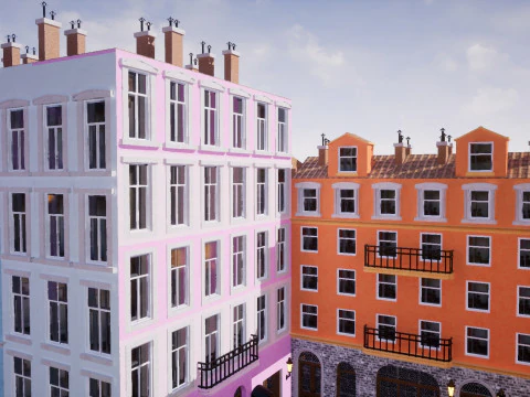 Modular European Quartal Building 3D Model