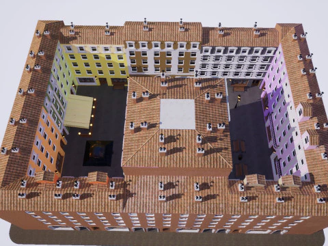 Modular European Quartal Building 3D Model