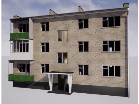 Soviet Modular Building Facade Interior 3D Модель