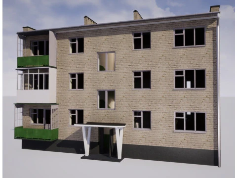 Soviet Modular Building Facade Interior 3D Model