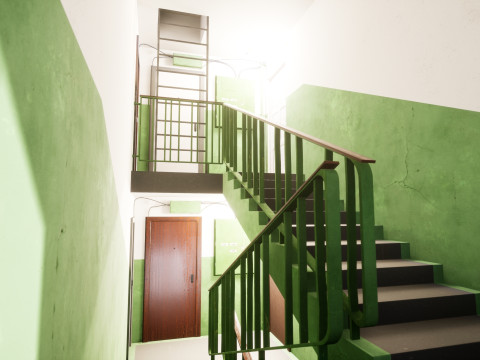 Soviet Modular Building Facade Interior Model 3D