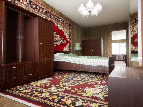 Soviet Modular Building Facade Interior Model 3D