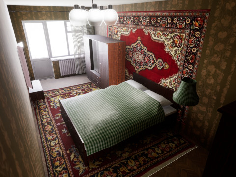 Soviet Modular Building Facade Interior Model 3D