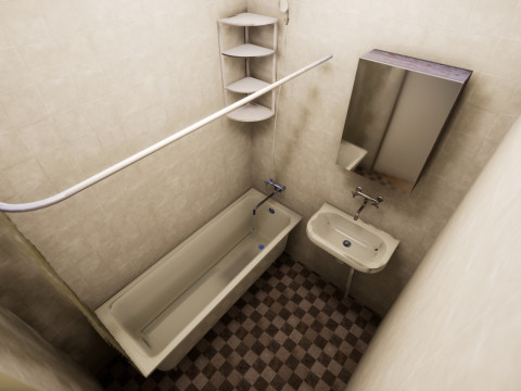Soviet Modular Building Facade Interior Model 3D