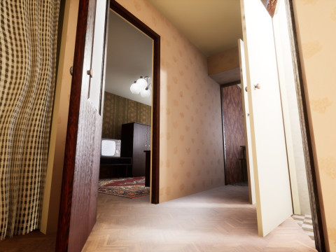 Soviet Modular Building Facade Interior Model 3D