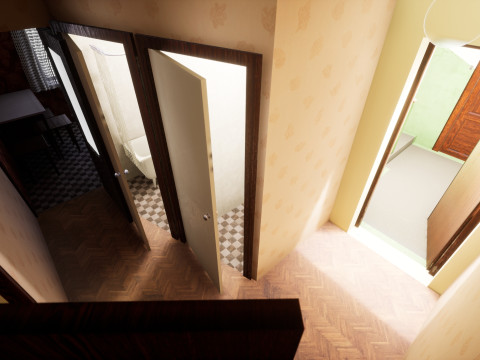 Soviet Modular Building Facade Interior Model 3D