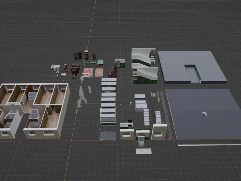 Soviet Modular Building Facade Interior 3D Model