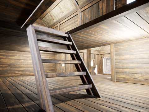 Medieval village wooden houses Model 3D