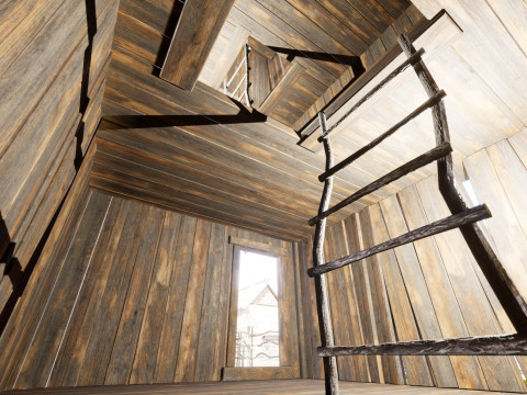 Medieval village wooden houses Model 3D