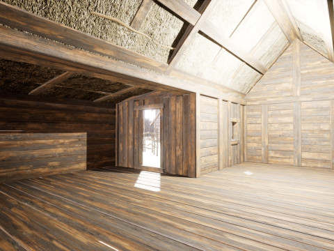 Medieval village wooden houses Model 3D