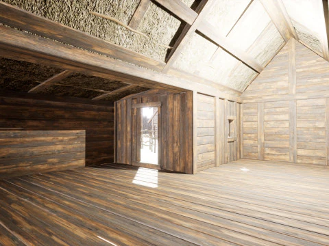 Casas de madeira da vila medieval Modelo 3D