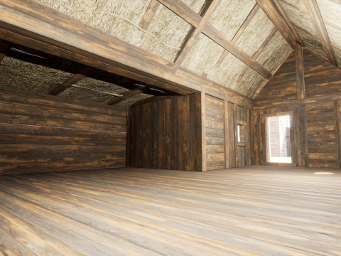 Medieval village wooden houses Model 3D