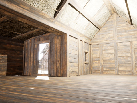 Medieval village wooden houses Model 3D