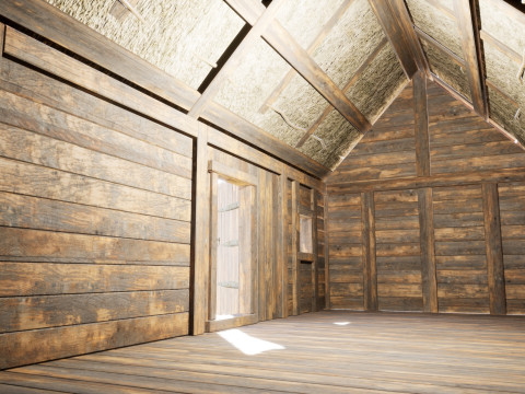 Medieval village wooden houses Model 3D