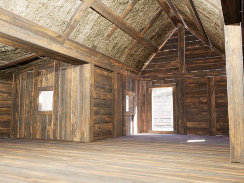 Medieval village wooden houses Model 3D