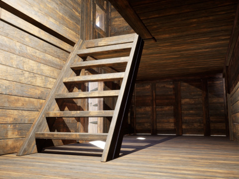 Medieval village wooden houses Model 3D