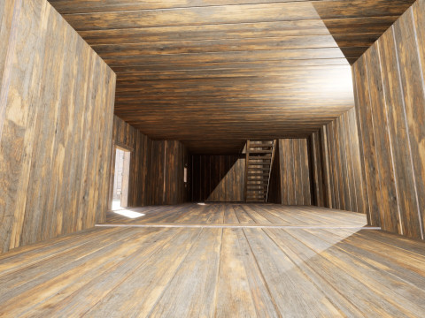 Medieval village wooden houses Model 3D