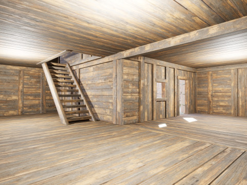 Medieval village wooden houses Model 3D