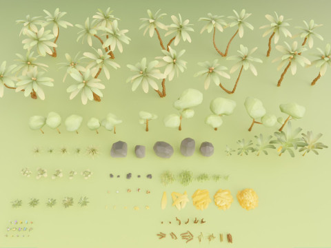 Low Poly Nature Jungle 3D-Modell