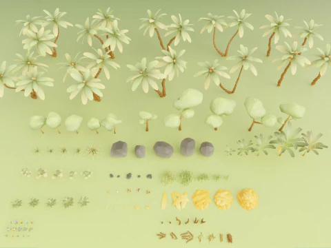 Selva Natural Low Poly Modelo 3D