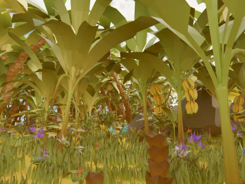 Selva Natural Low Poly Modelo 3D