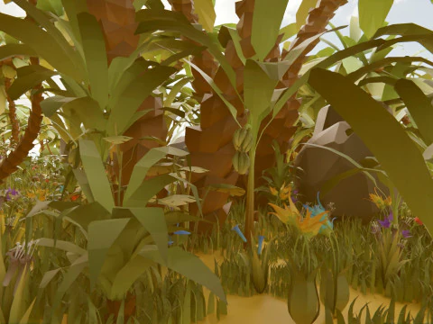 Selva Natural Low Poly Modelo 3D