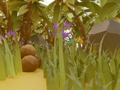 Selva Natural Low Poly Modelo 3D