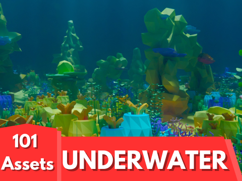 Low Poly Nature Underwater 3D Model